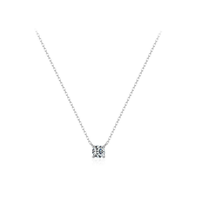 OliyaDesign S925 Sterling Silver Minimalist Simulated Diamond Super Sparkling Necklace
