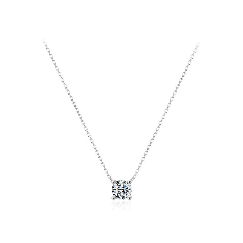OliyaDesign S925 Sterling Silver Minimalist Simulated Diamond Super Sparkling Necklace
