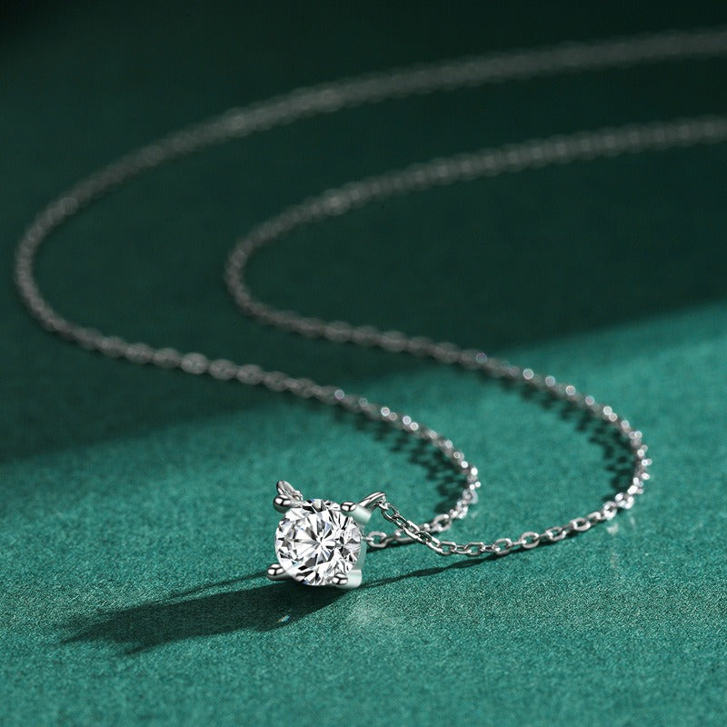 OliyaDesign S925 Sterling Silver Minimalist Simulated Diamond Super Sparkling Necklace