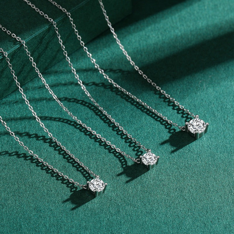 OliyaDesign S925 Sterling Silver Minimalist Simulated Diamond Super Sparkling Necklace