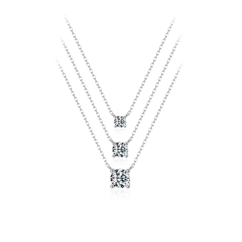 OliyaDesign S925 Sterling Silver Minimalist Simulated Diamond Super Sparkling Necklace