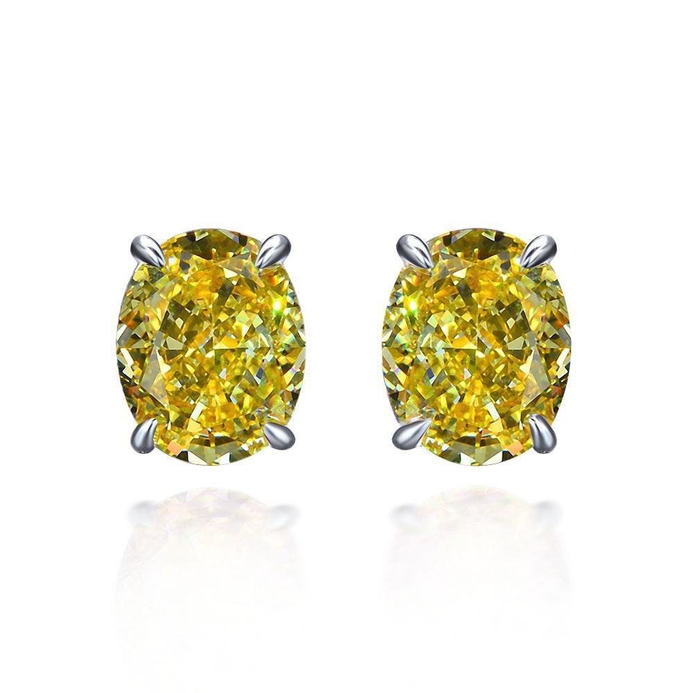 OliyaDesign 2Ct Egg-Shaped 8*10 Ice-Cut High-Carbon Diamond Earrings