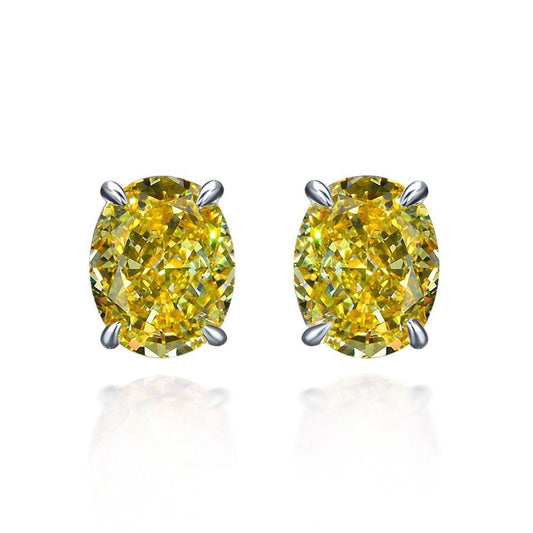 OliyaDesign 2Ct Egg-Shaped 8*10 Ice-Cut High-Carbon Diamond Earrings