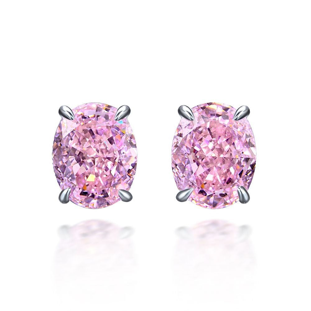 OliyaDesign 2Ct Egg-Shaped 8*10 Ice-Cut High-Carbon Diamond Earrings