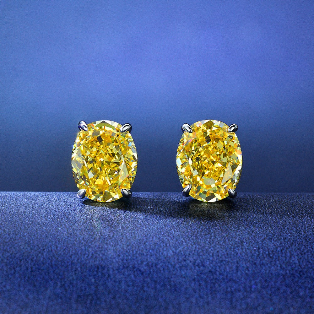 OliyaDesign 2Ct Egg-Shaped 8*10 Ice-Cut High-Carbon Diamond Earrings