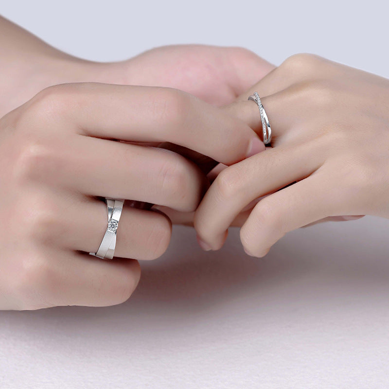 OliyaDesign New Stylish S925 Sterling Silver Moissanite Couple Rings