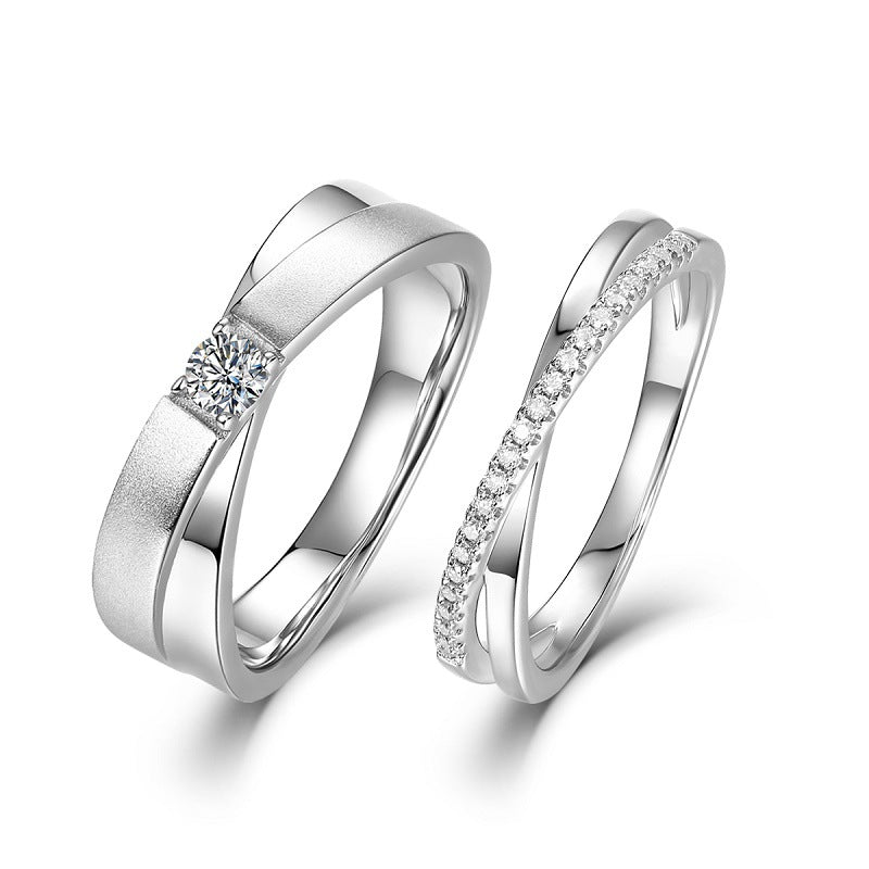 OliyaDesign New Stylish S925 Sterling Silver Moissanite Couple Rings