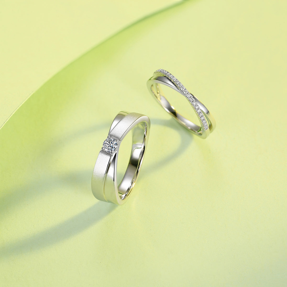 OliyaDesign New Stylish S925 Sterling Silver Moissanite Couple Rings