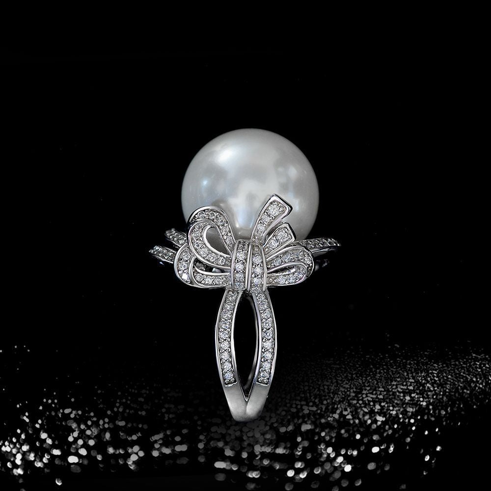OliyaDesign 16mm Beaded S925 High-Carbon Diamond Women Ring