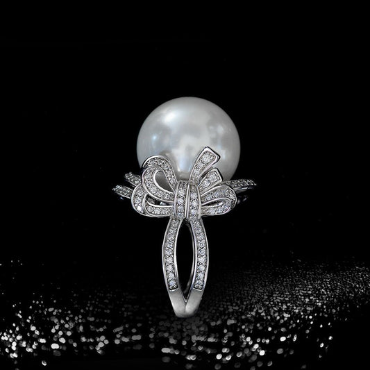 OliyaDesign 16mm Beaded S925 High-Carbon Diamond Women Ring