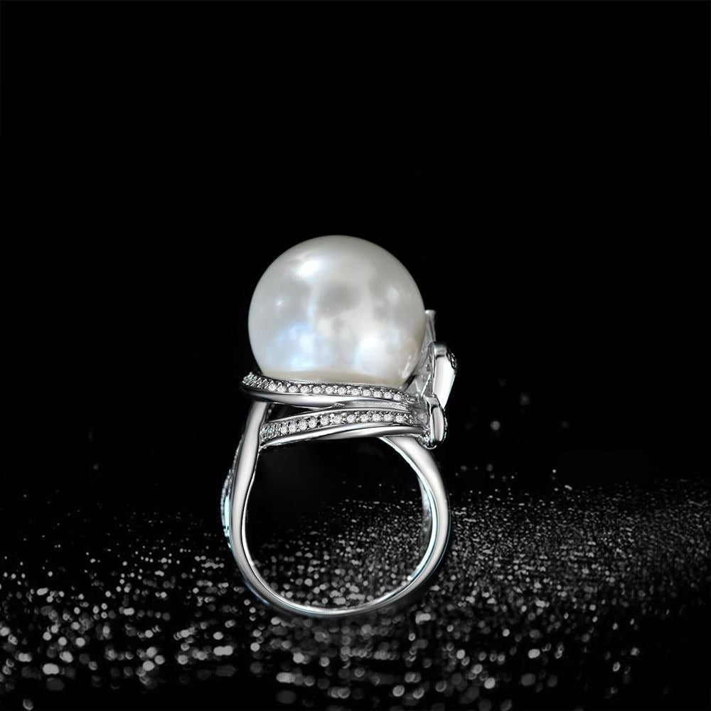 OliyaDesign 16mm Beaded S925 High-Carbon Diamond Women Ring