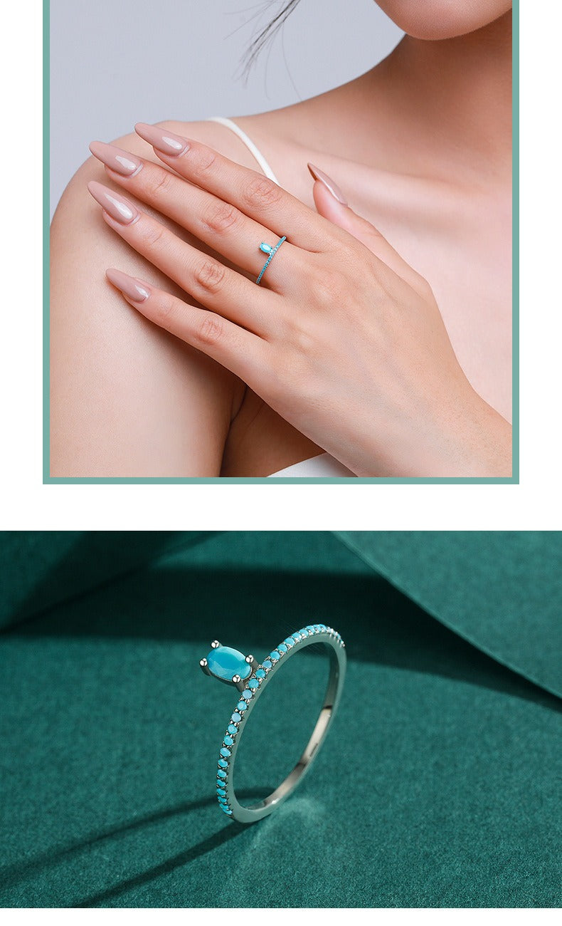 OliyaDesign S925 Sterling Silver Turquoise Crown Ring