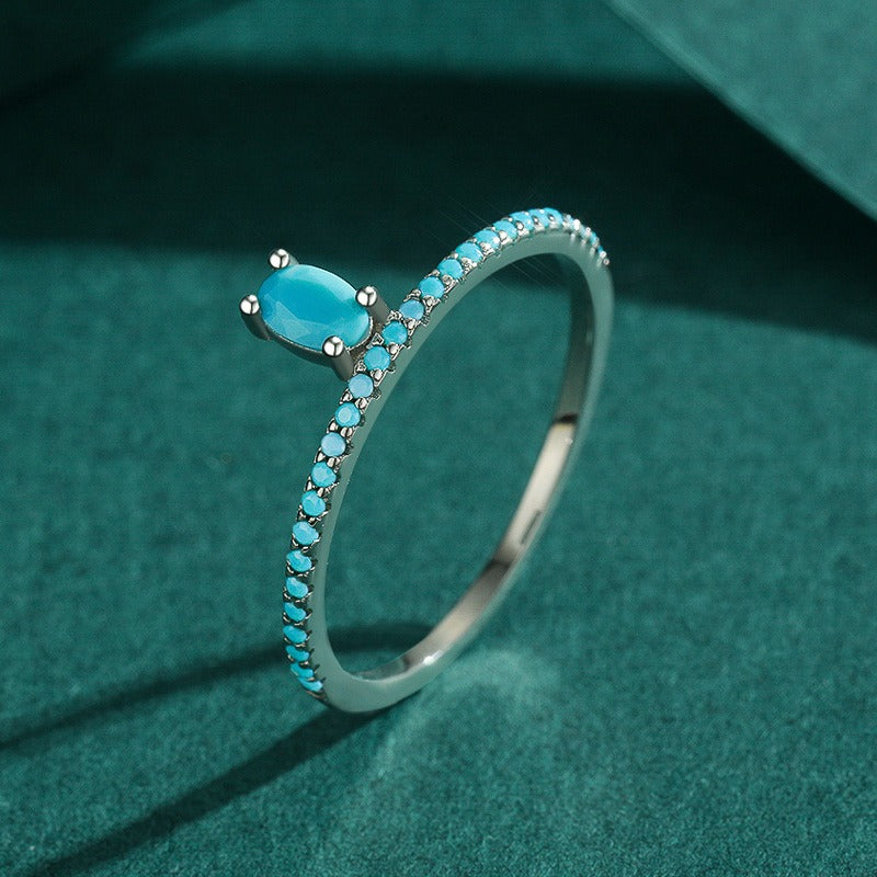 OliyaDesign S925 Sterling Silver Turquoise Crown Ring