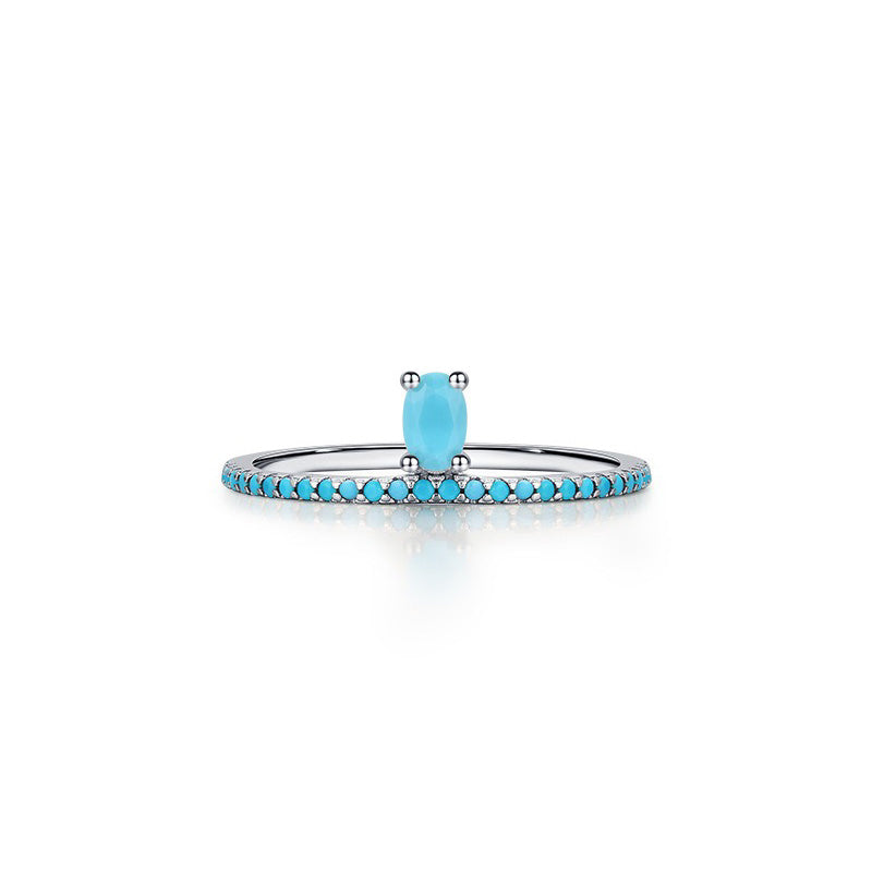 OliyaDesign S925 Sterling Silver Turquoise Crown Ring