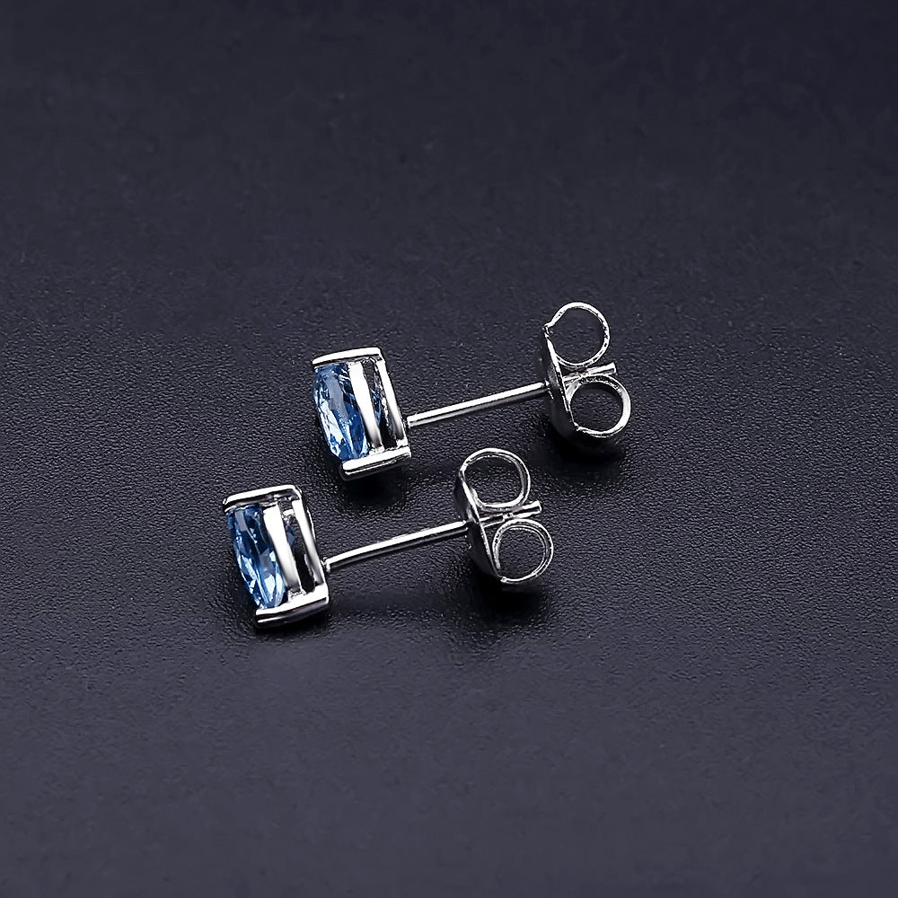 OliyaDesign Natural Topaz Pear-Shaped Earrings In S925 Sterling Silver With Natural Colored Gemstones.