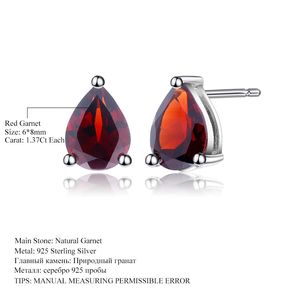 OliyaDesign Natural Topaz Pear-Shaped Earrings In S925 Sterling Silver With Natural Colored Gemstones.