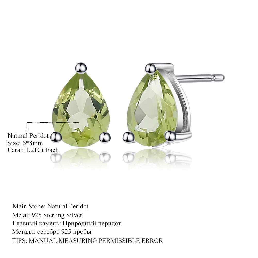 OliyaDesign Natural Topaz Pear-Shaped Earrings In S925 Sterling Silver With Natural Colored Gemstones.