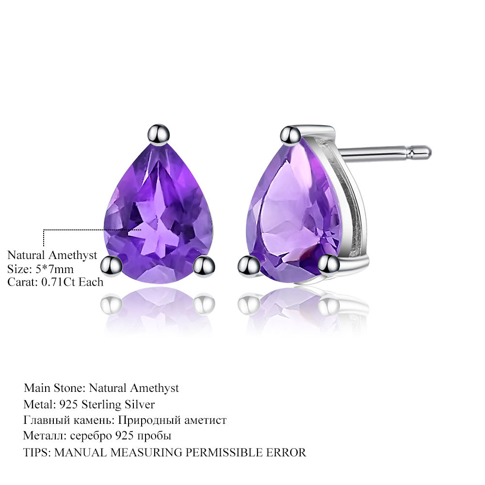 OliyaDesign Natural Topaz Pear-Shaped Earrings In S925 Sterling Silver With Natural Colored Gemstones.