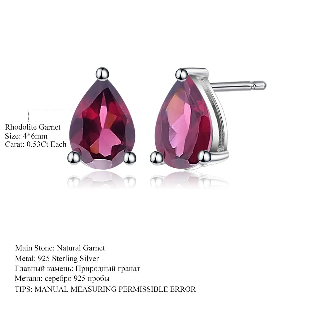 OliyaDesign Natural Topaz Pear-Shaped Earrings In S925 Sterling Silver With Natural Colored Gemstones.