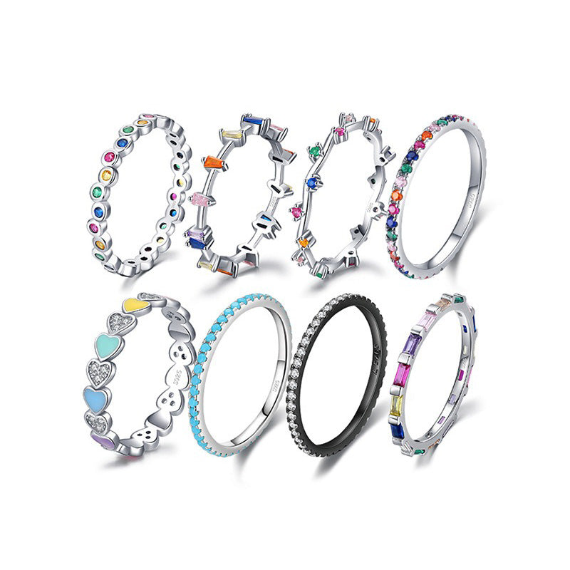 OliyaDesign S925 Sterling Silver Rainbow Ring