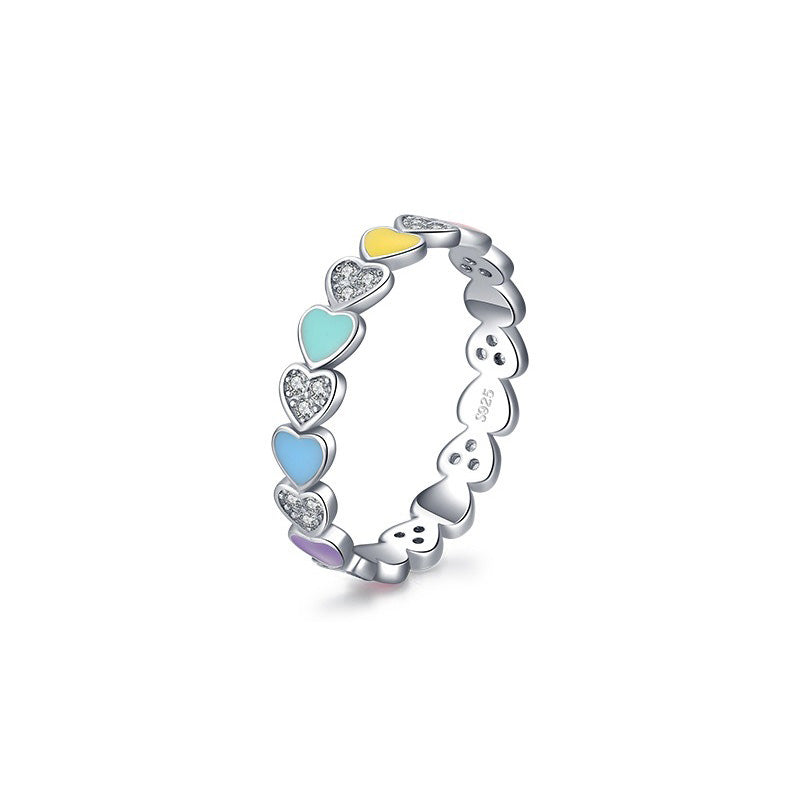 OliyaDesign S925 Sterling Silver Rainbow Ring