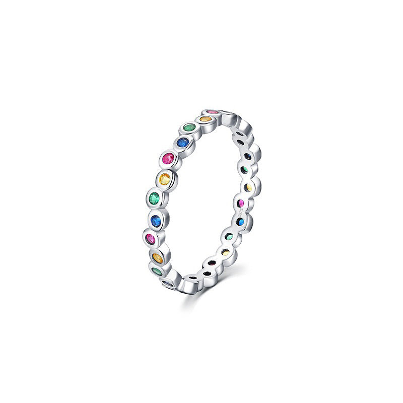 OliyaDesign S925 Sterling Silver Rainbow Ring