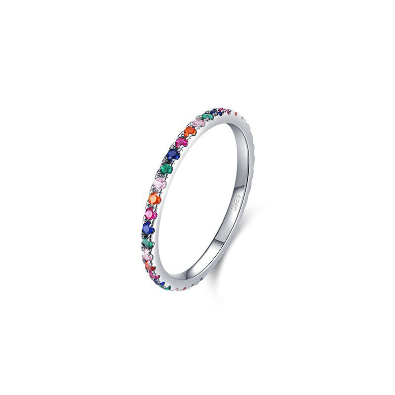 OliyaDesign S925 Sterling Silver Rainbow Ring