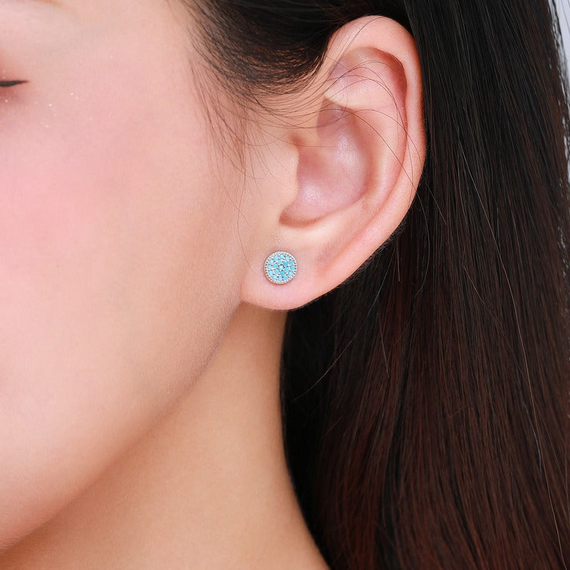 OliyaDesign Turquoise Round Stud Earrings