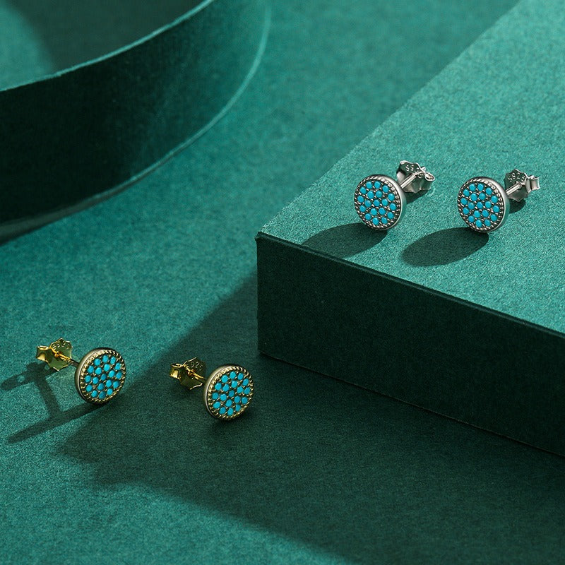 OliyaDesign Turquoise Round Stud Earrings