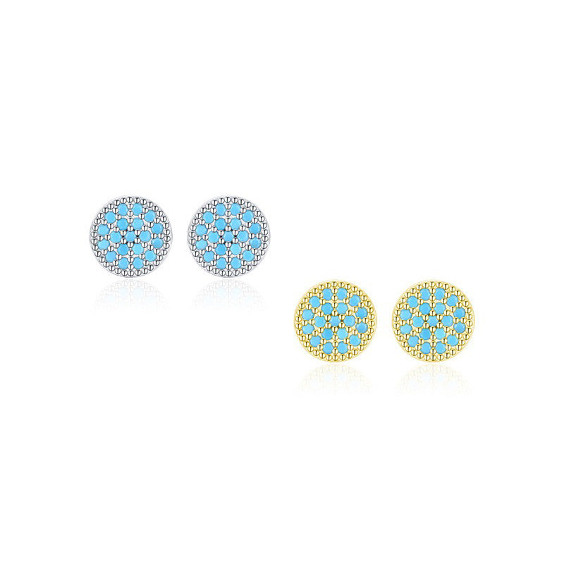 OliyaDesign Turquoise Round Stud Earrings