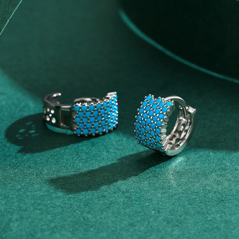 OliyaDesign S925 Sterling Silver Personalized Turquoise Earrings