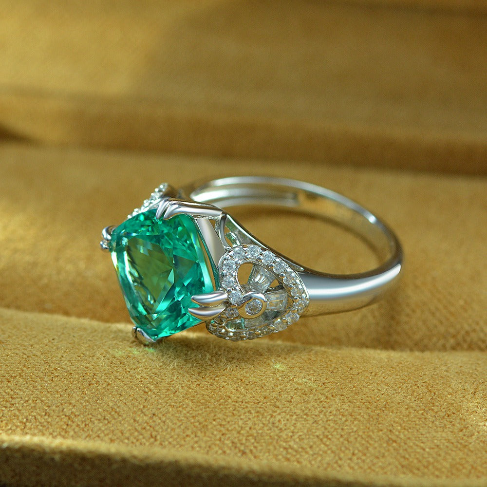 OliyaDesign 5Ct Square 10*10 High Carbon Diamond 925 Silver Ring