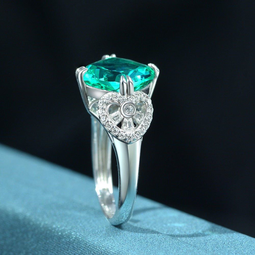 OliyaDesign 5Ct Square 10*10 High Carbon Diamond 925 Silver Ring