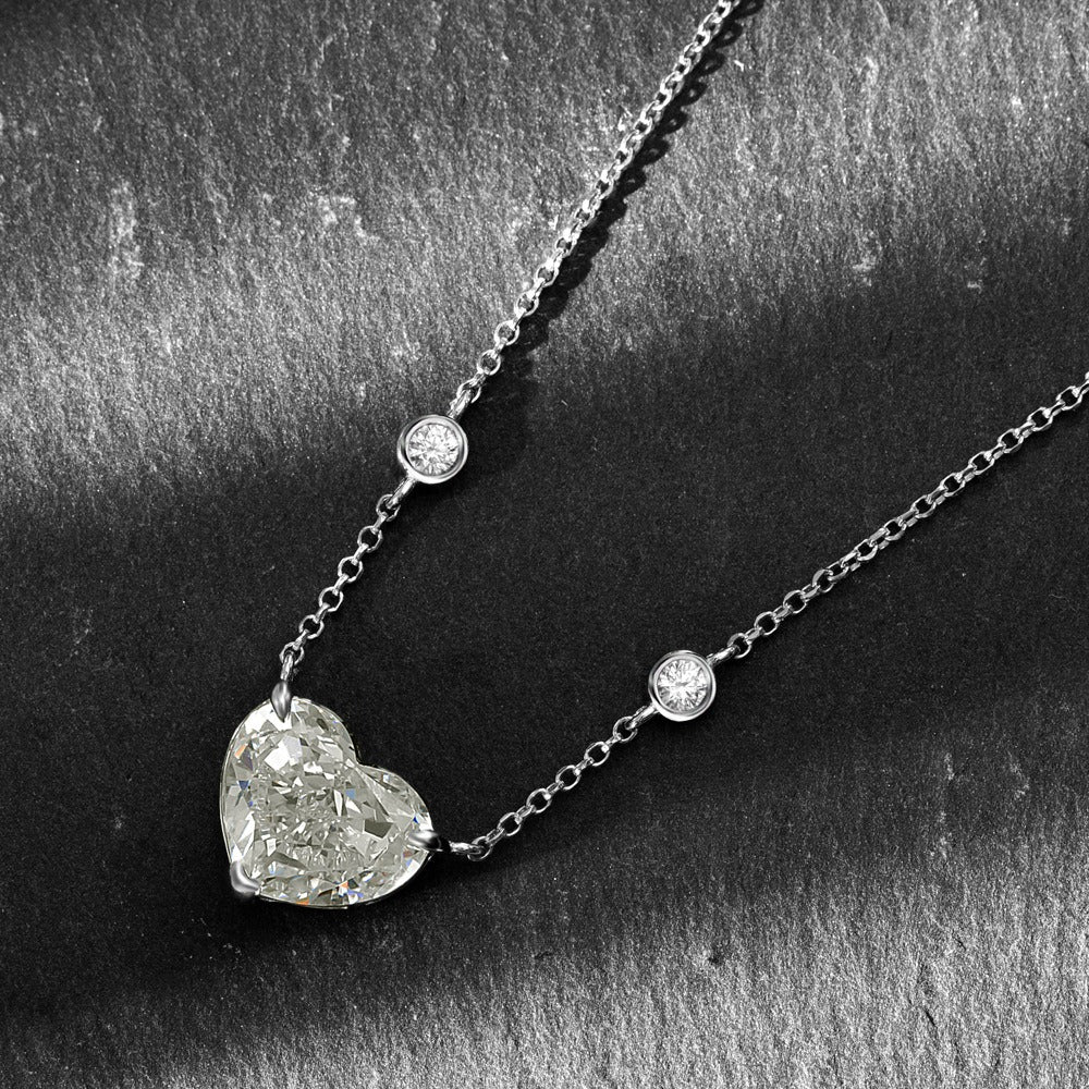 OliyaDesign 10Ct Heart-Shaped 10*12 S925 Silver Necklace