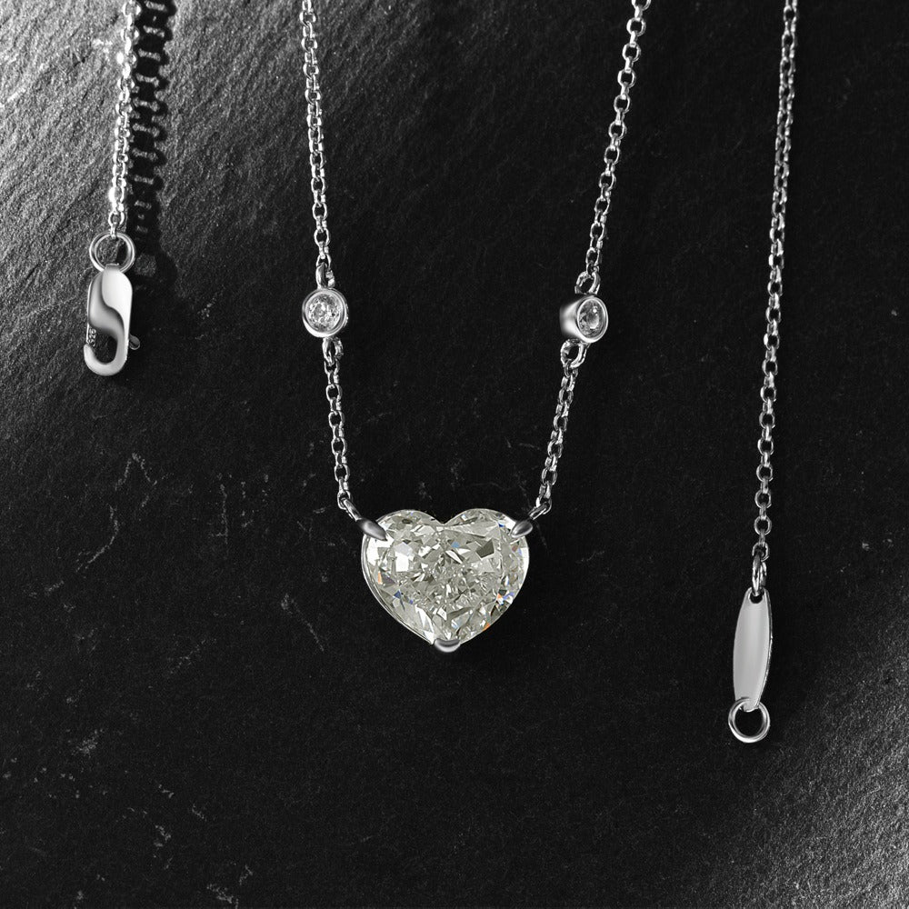 OliyaDesign 10Ct Heart-Shaped 10*12 S925 Silver Necklace