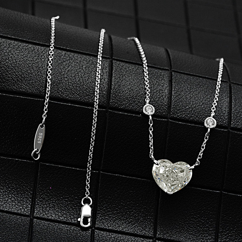 OliyaDesign 10Ct Heart-Shaped 10*12 S925 Silver Necklace