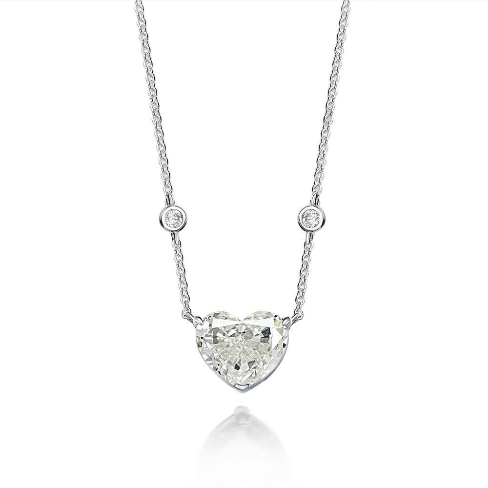 OliyaDesign 10Ct Heart-Shaped 10*12 S925 Silver Necklace