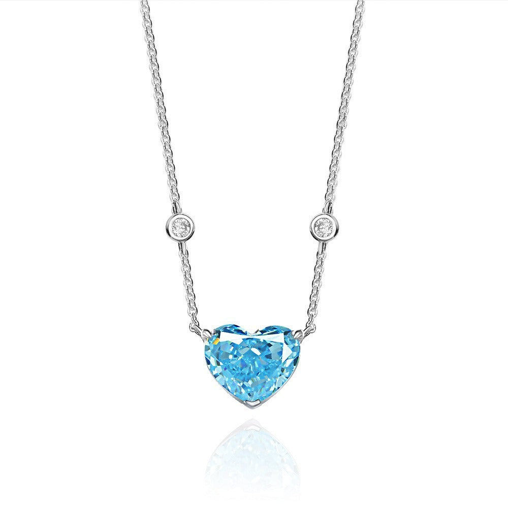 OliyaDesign 10Ct Heart-Shaped 10*12 S925 Silver Necklace