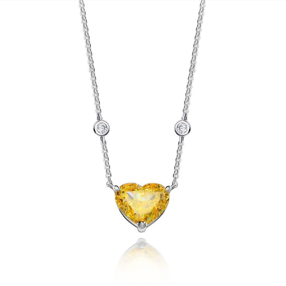 OliyaDesign 10Ct Heart-Shaped 10*12 S925 Silver Necklace