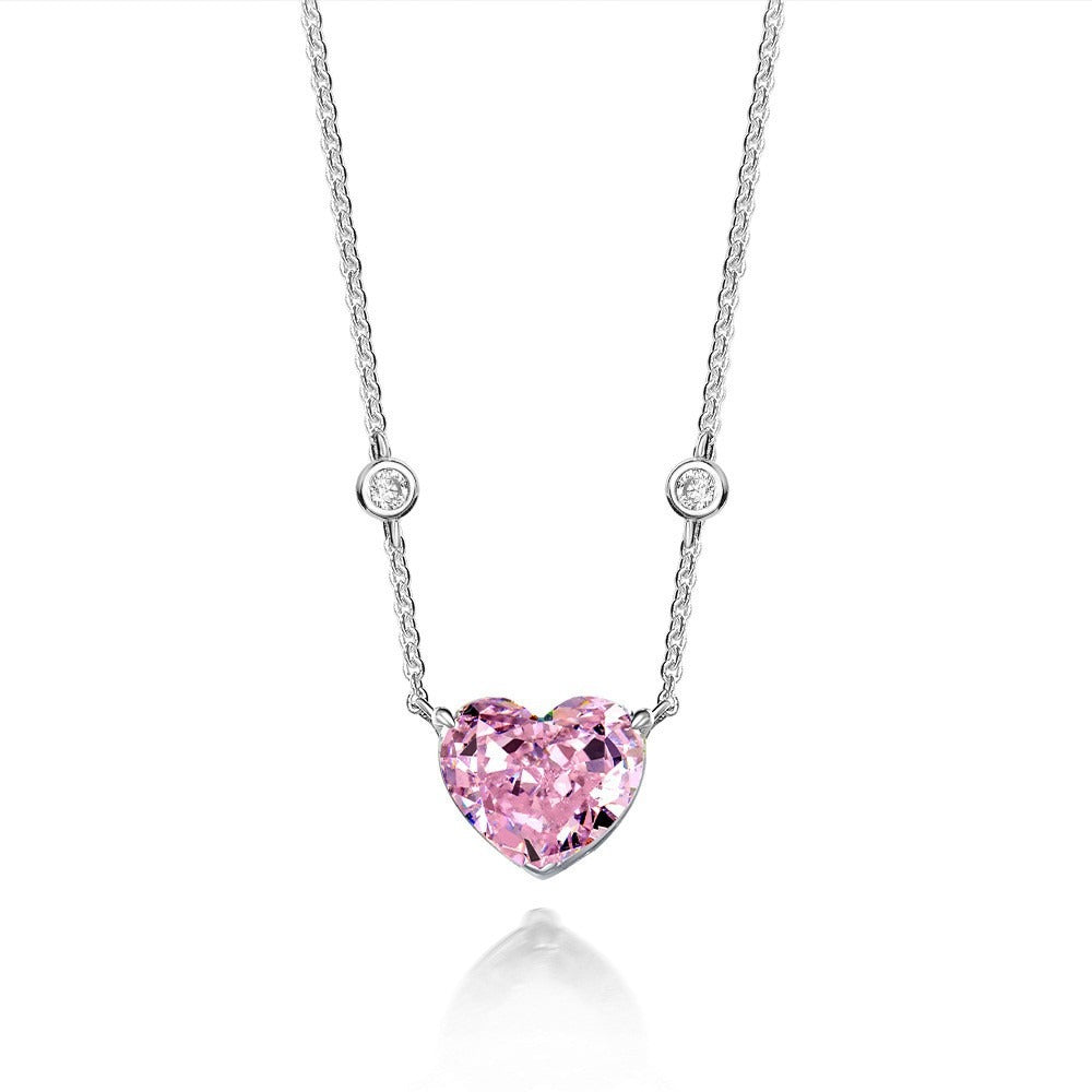OliyaDesign 10Ct Heart-Shaped 10*12 S925 Silver Necklace