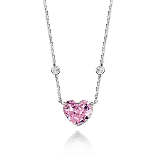 OliyaDesign 10Ct Heart-Shaped 10*12 S925 Silver Necklace
