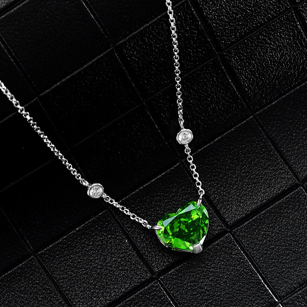 OliyaDesign 10Ct Heart-Shaped 10*12 S925 Silver Necklace