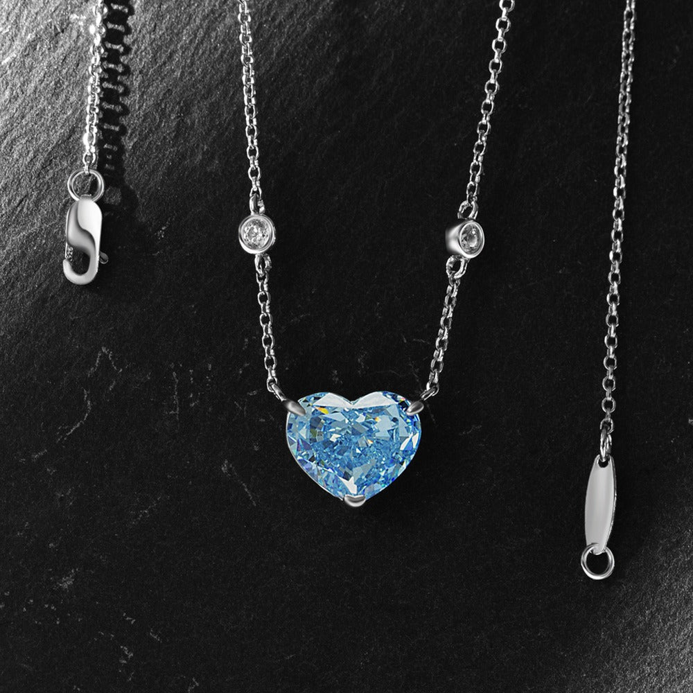 OliyaDesign 10Ct Heart-Shaped 10*12 S925 Silver Necklace