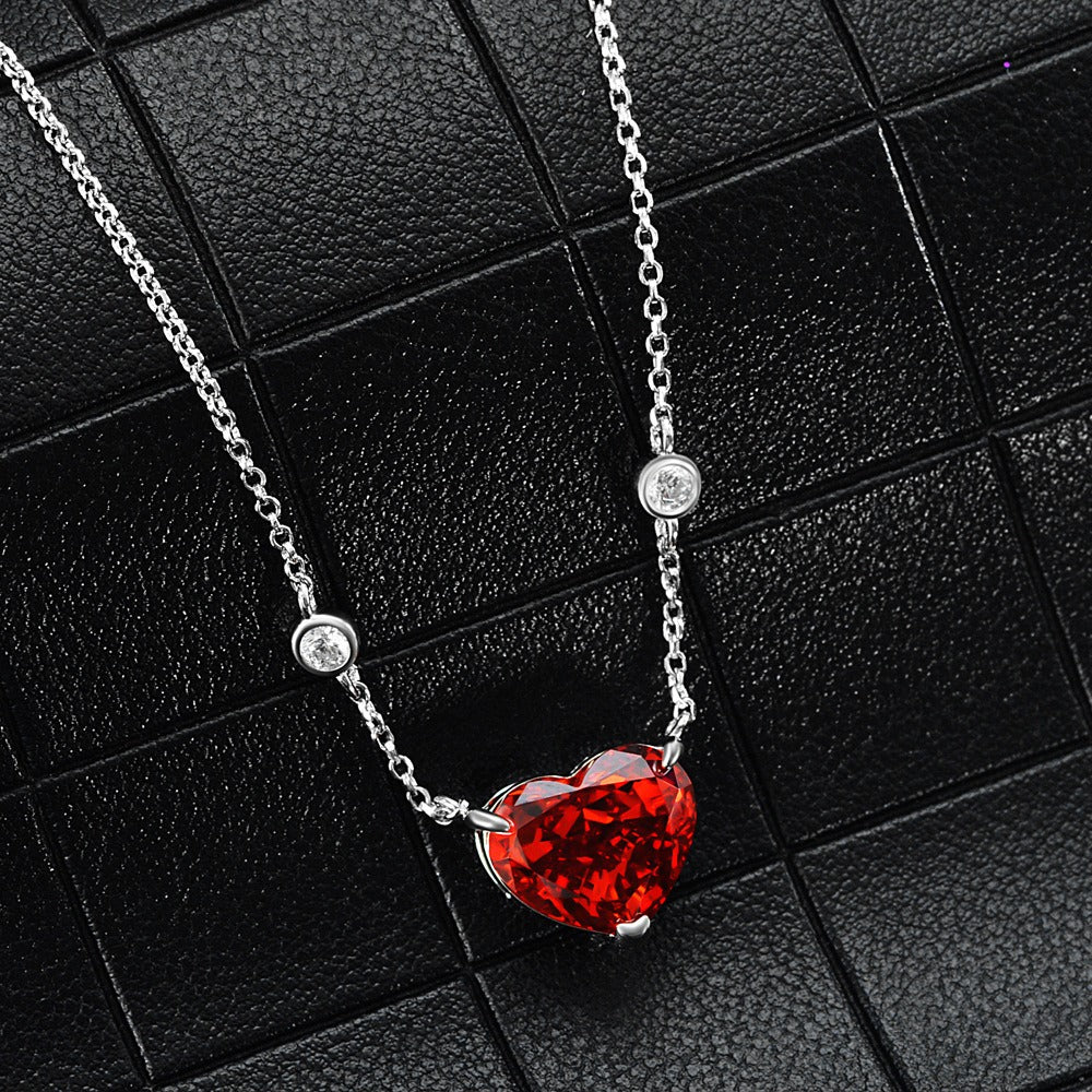 OliyaDesign 10Ct Heart-Shaped 10*12 S925 Silver Necklace