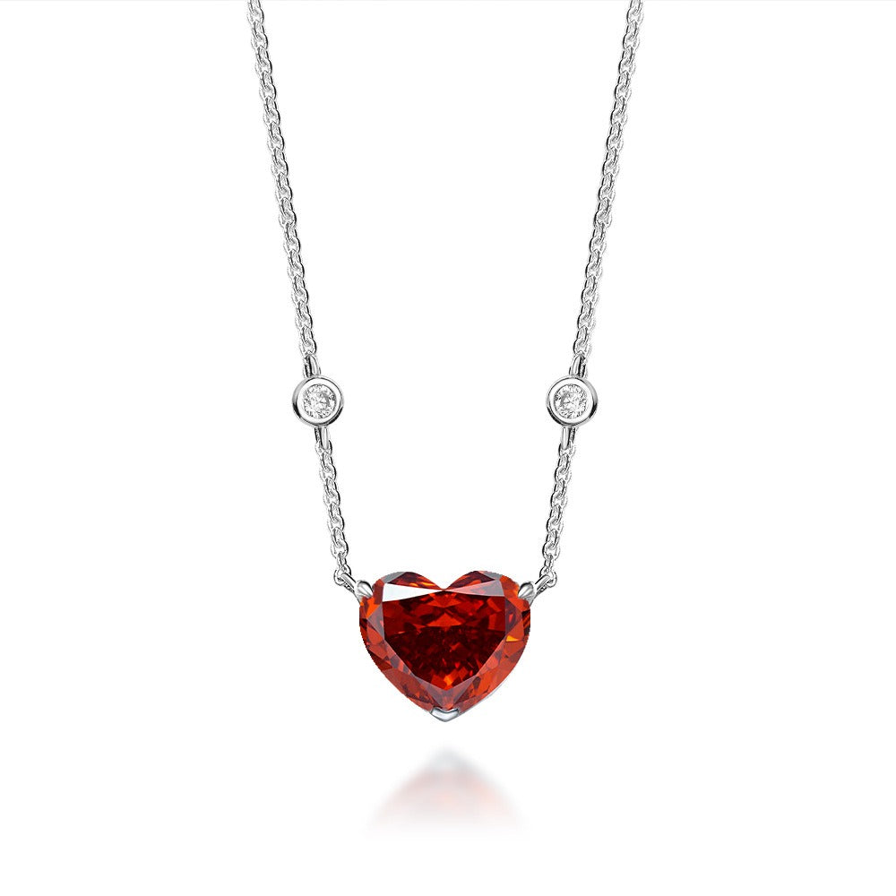 OliyaDesign 10Ct Heart-Shaped 10*12 S925 Silver Necklace