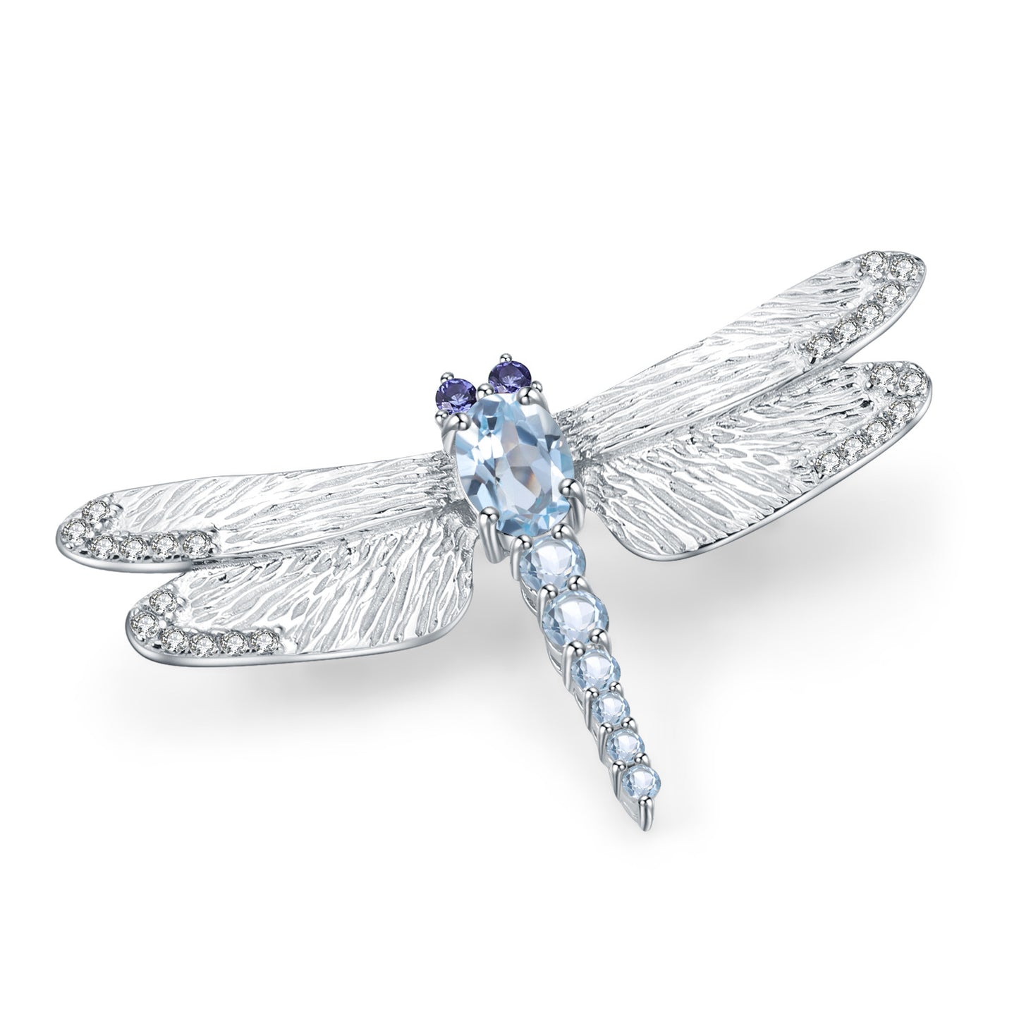 OliyaDesign Designer-Designed Natural Gemstone Dragonfly Brooch With Classic And Elegant S925 Sterling Silver And Natural Peridot.