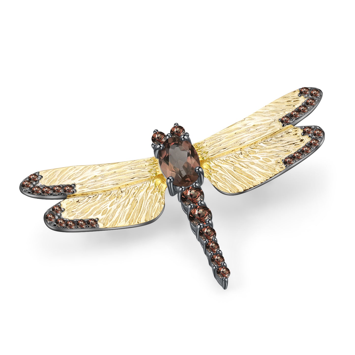 OliyaDesign Designer-Designed Natural Gemstone Dragonfly Brooch With Classic And Elegant S925 Sterling Silver And Natural Peridot.