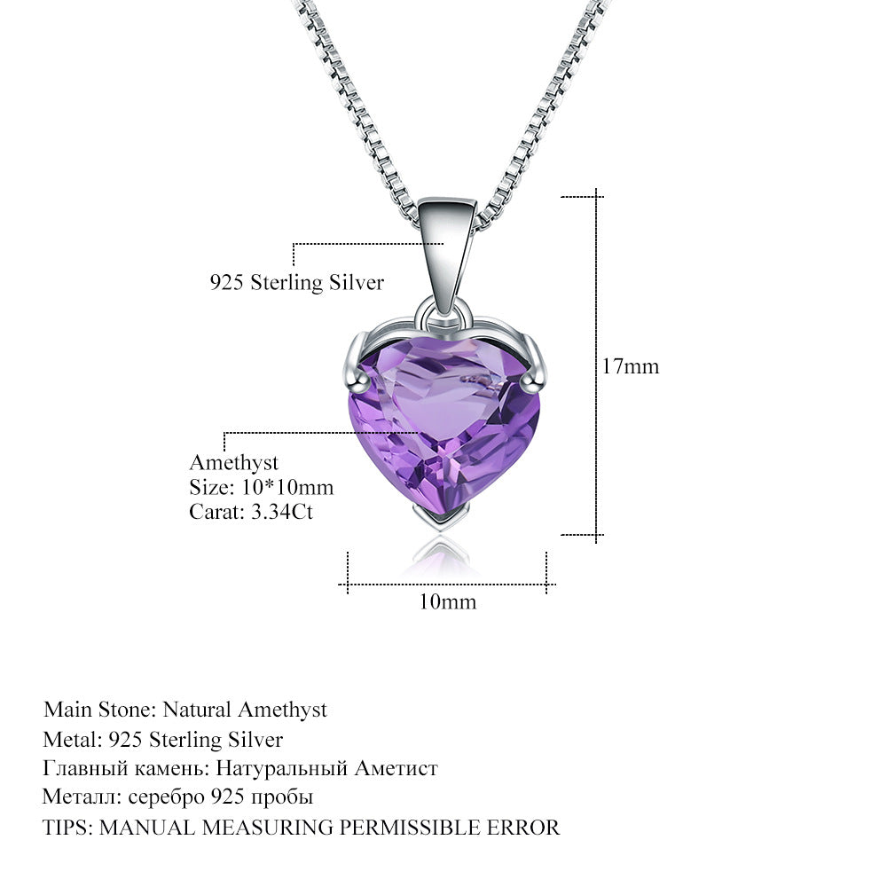 OliyaDesign European and American style heart-shaped S925 sterling silver topaz necklace