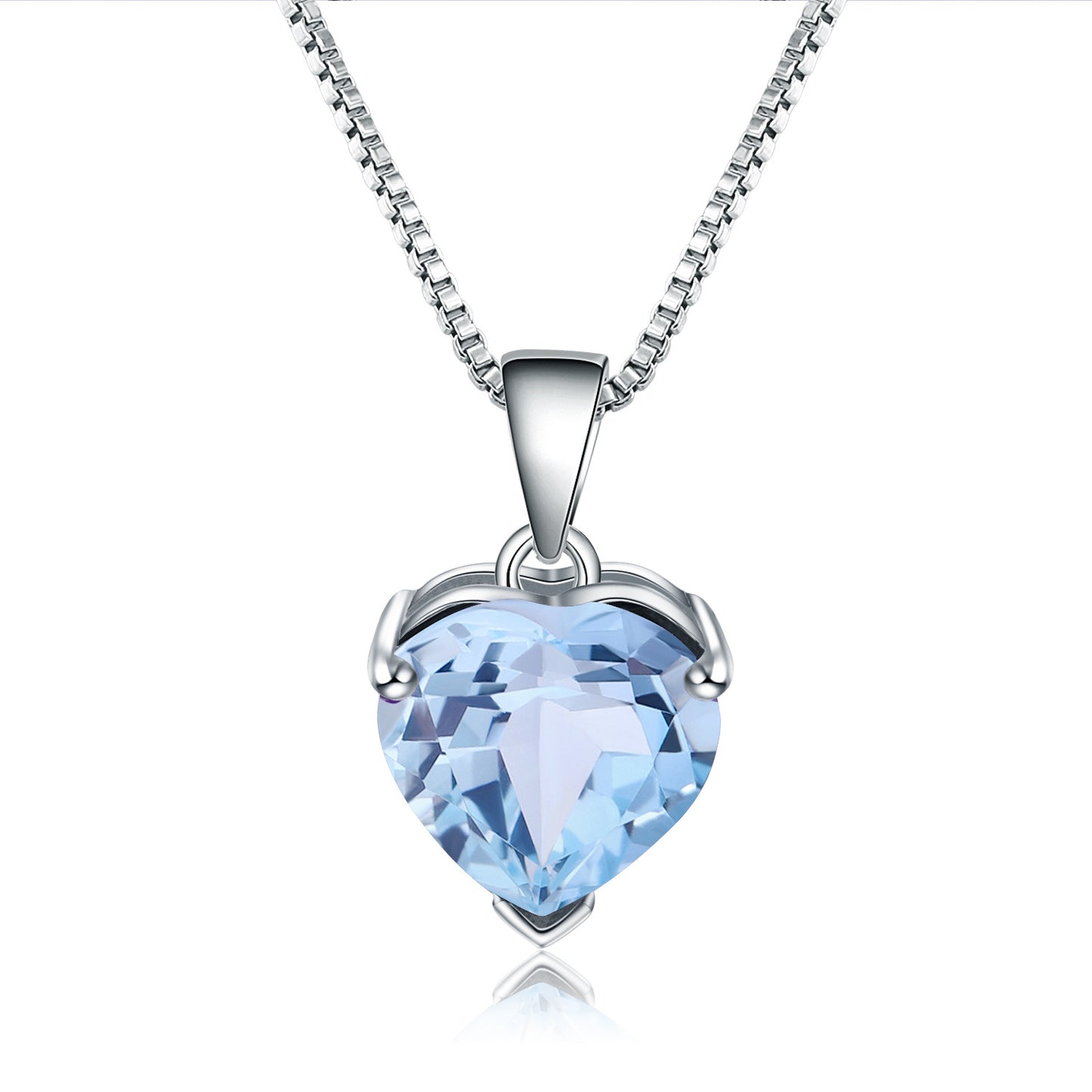 OliyaDesign European and American style heart-shaped S925 sterling silver topaz necklace