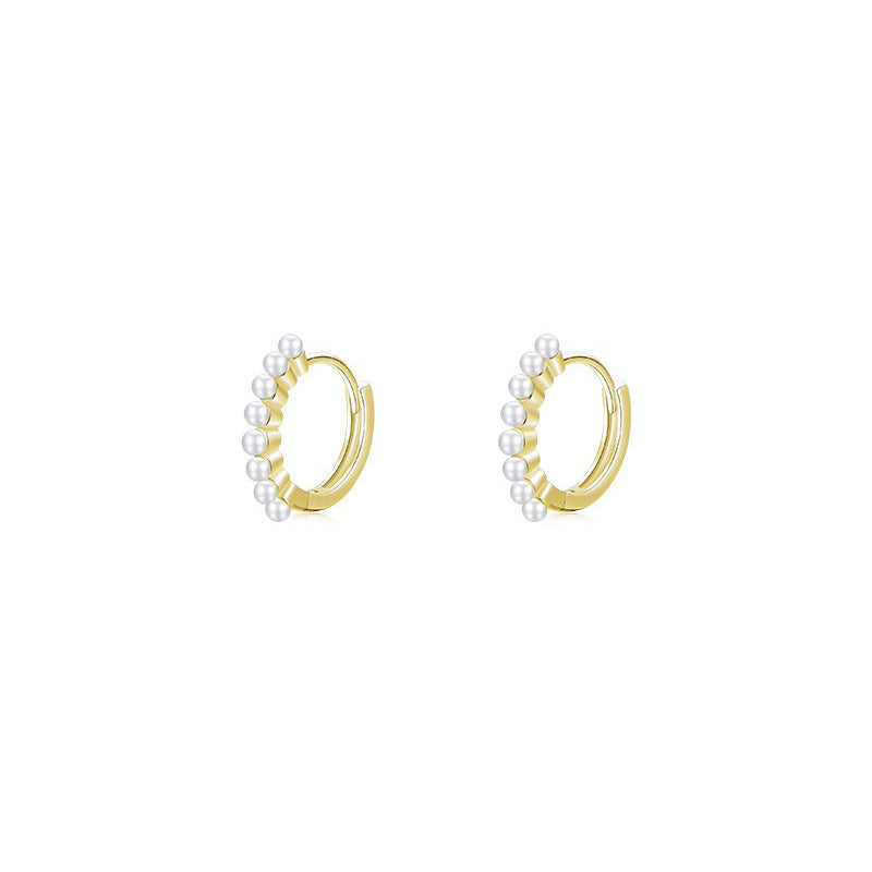 OliyaDesign S925 Sterling Silver Elegant Pearl Hoop Earrings